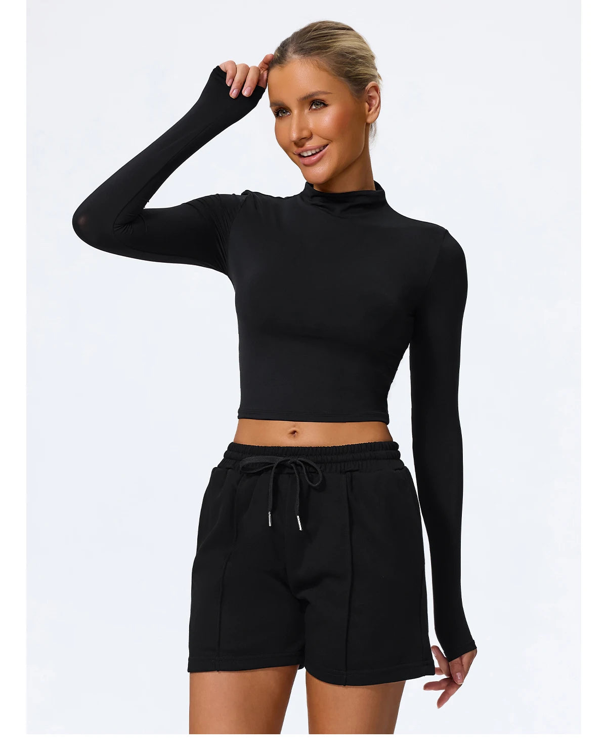 Hearuisavy Sommer Damen Fitness Langarmshirt Leichtes Gym Workout Top Atmungsaktive Schnelltrocknende Yoga Kleidung Sportbekleidung