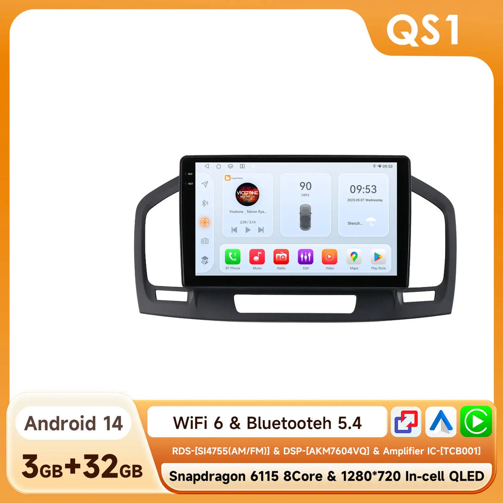 9 Zoll 7862 QLED-Bildschirm 2-Din Android Autoradio Multimedia Video-Player für Buick Regal 1 Opel Insignia GPS Navi Carplay 4G RDS BT