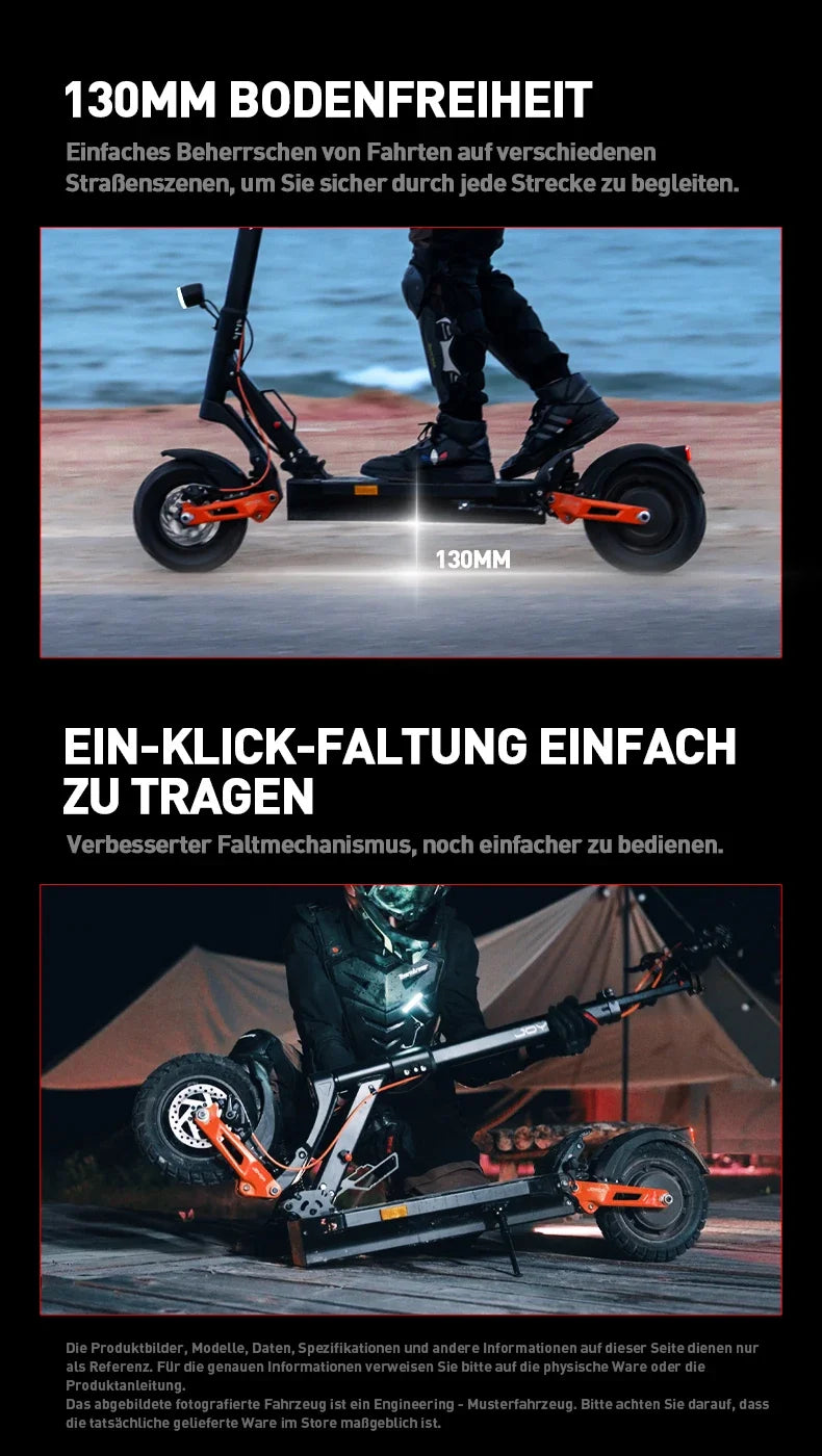 JOYOR T6E PRO ABE Erwachsenen-Elektroroller 500W Motor 48V26AH Akku E-Mountain Escooter 10" Offroad-Reifen Faltbarer E-Scooter