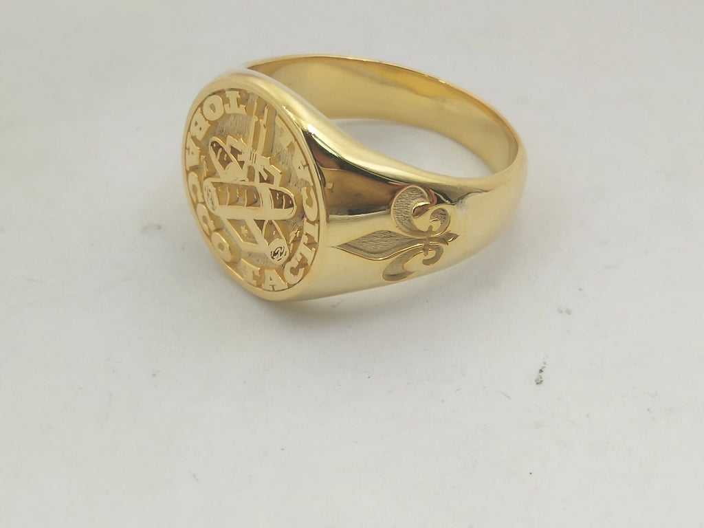 Personalisierter gravierter 17 mm runder Siegelring, gravierte Buchstaben, Logo-Ringe, modischer Kupfer-Schmuck für Herren