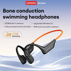 Lenovo S106 True Bone Conduction Headset Bluetooth 6.0 IPX8 Wasserdichte Kopfhörer 32GB MP3 HIFI-Ohrhörer mit Mikrofon zum Schwimmen