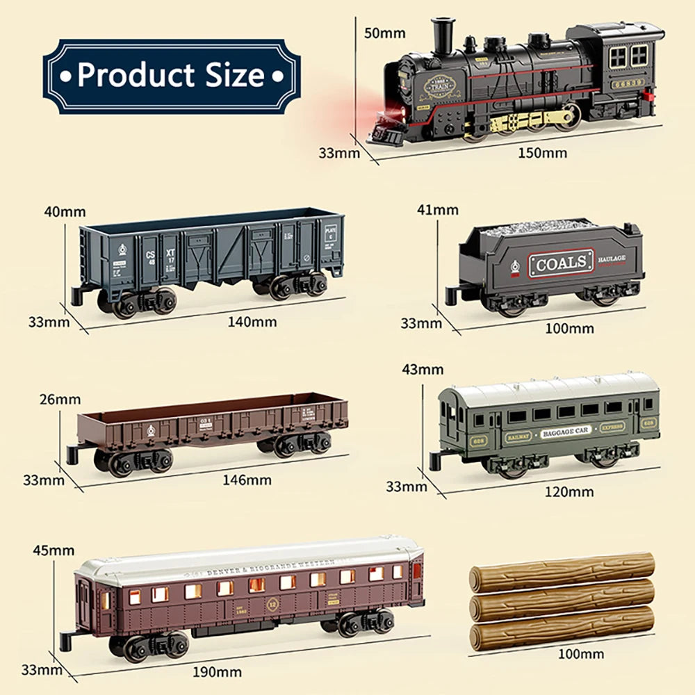 Kinder Retro Elektro-Dampfzug Schienenspielzeug Klassische Eisenbahn Güterzug Hochgeschwindigkeitsstrecken Zugmodell Jungen Spielzeug Weihnachtsgeschenk