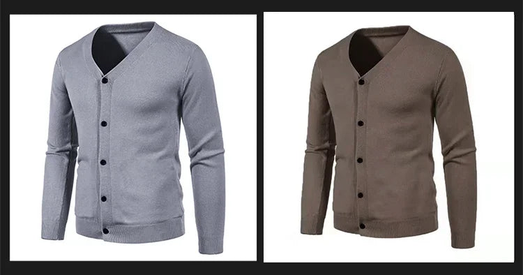 2024 M-5XL Herbst Herren Strickjacke Dünner V-Ausschnitt Basic Elastisch Slim Fit Dünner Pullover Einfarbig Freizeit Vielseitige Jacke