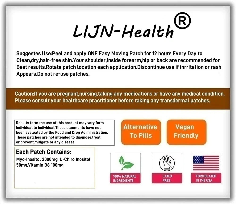 30 Pflaster Myo-Inositol & D-Chiro Inositol Transdermale Pflaster mit Vitamin B8 für Frauen zur Unterstützung des Hormonhaushalts