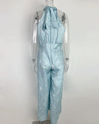 Sexy ärmelloser Jumpsuit Büro-Dame Frühling Sommer Mode Lässige schulterfreie bedruckte Jumpsuits für Frauen 2024 Einteiler Strampler
