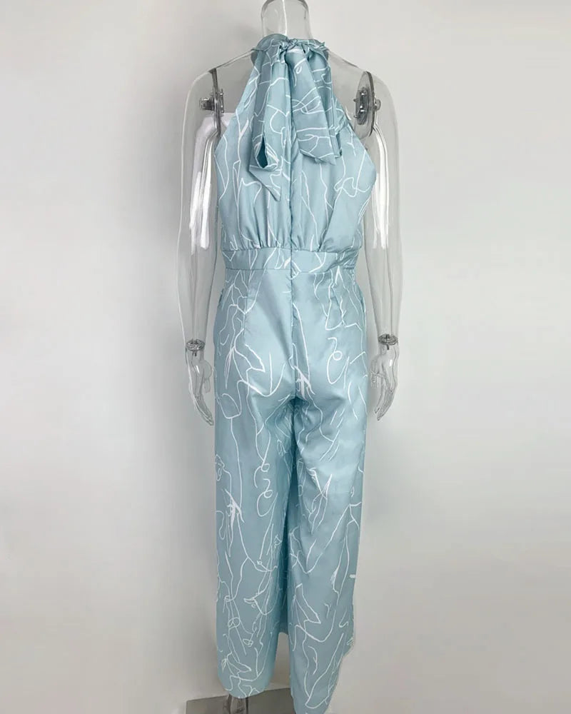Sexy ärmelloser Jumpsuit Büro-Dame Frühling Sommer Mode Lässige schulterfreie bedruckte Jumpsuits für Frauen 2024 Einteiler Strampler