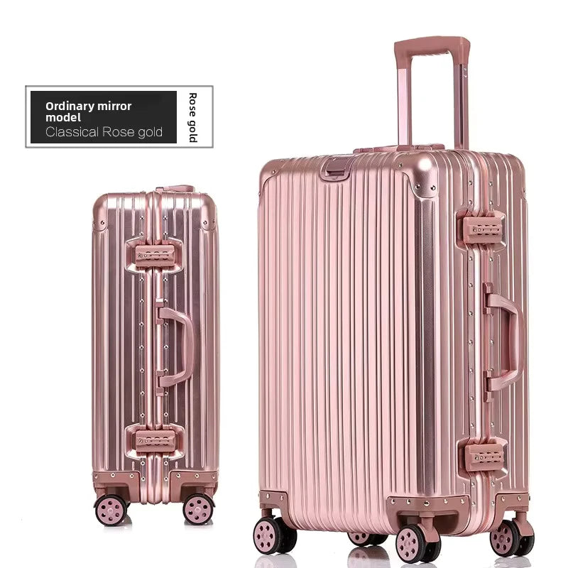 KLQDZMS Deutscher Koffer aus Aluminium-Magnesium-Legierung, 20 Zoll, Handgepäck, 28 Zoll, großes Fassungsvermögen, Reisekoffer aus Leder für Geschäftsreisen