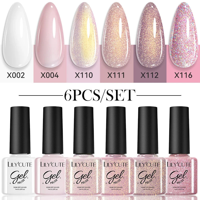 LILYCUTE Nagelgel-Politur-Set, Rosa Grün, Frühling, DIY-Nagelkunst-Design, lang anhaltend, Soak Off UV Gel, Maniküre, Malgel, Vernis-Kit