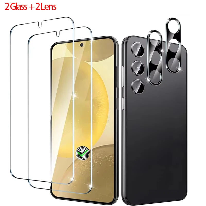 2+2 Fingerabdruck-Scanning-Glas für Samsung S25 S26 S24 S23 S22 S21 Displayschutzfolie für Galaxy S25 Ultra Kameraschutz S24 FE