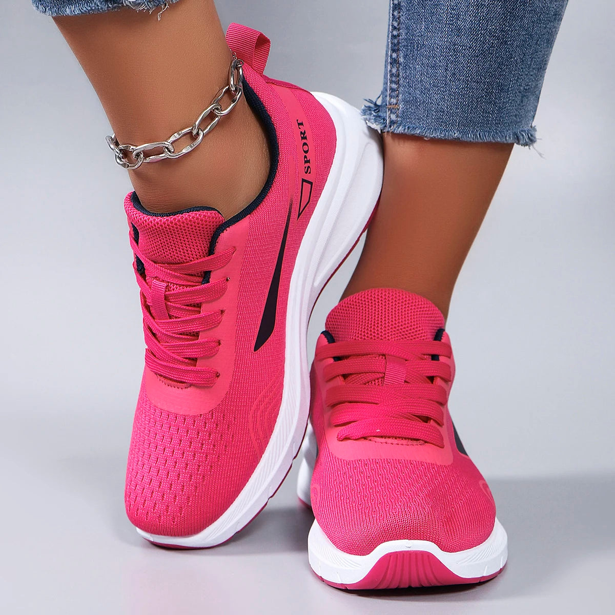 Frühlings-Freizeitsportschuhe für Damen, modisch, atmungsaktiv, leicht, rutschfest, verschleißfest, flache Schuhe Zweitbild