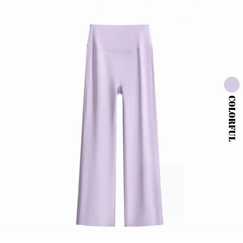 DRUR Damen High Waisted Capri 3/4 Yoga Leggings mit Bauchkontrolle Schlaghose für Fitnessstudio Laufen Tanz Sommer Neu