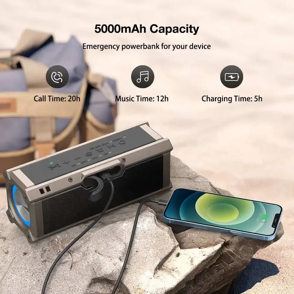 BlitzWolf BW-WA3 100W TWS Bluetooth-Lautsprecher mit vier Treibern, doppelter Membran, tiefem Bass, RGB-Licht, IPX5 Wasserdichtigkeit, 5000mAh Akku