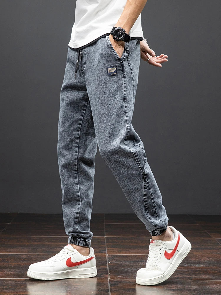 Frühling Sommer Schwarz Blau Cargo Jeans Herren Streetwear Denim Jogger Hosen Herren Baggy Harem Jean Hosen Übergröße