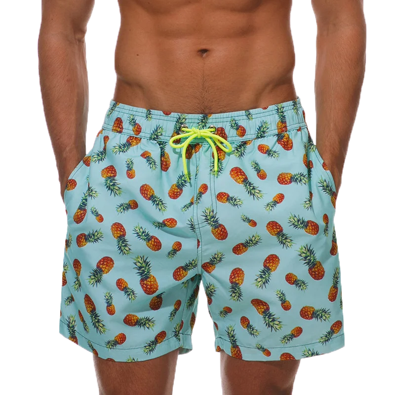 DATIFER Sommer Neue Mode Polyester Herren Shorts Strand Schnell Trocknend Bedruckte Badeshorts Übergröße Mesh-Futter Surf-Fitnessshorts Herren