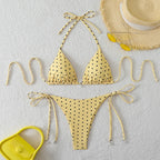 Sexy Micro-Bikini-Sets mit Perlenpunktdruck, Bademode 2026, Badeanzug für Damen, Strandkleidung, Damen Strand Sommer Bikini, zweiteiliger Badeanzug