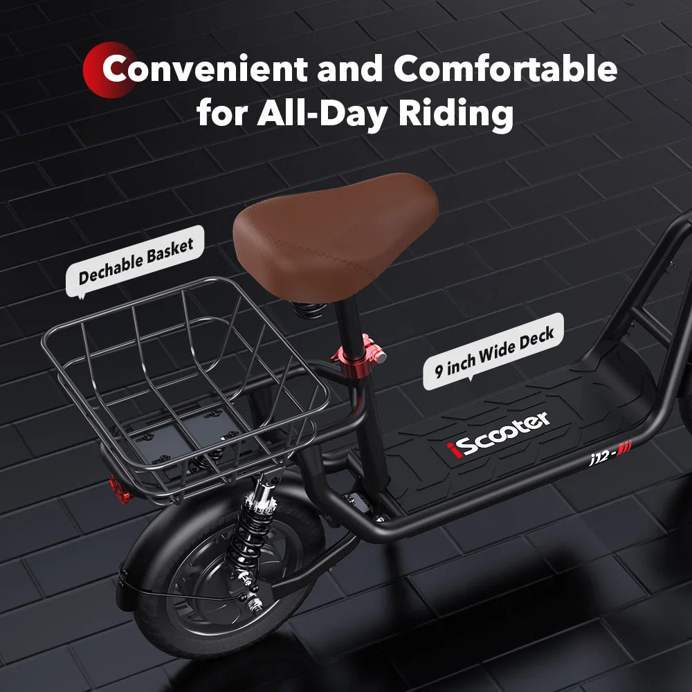 ISCOOTER i12 Elektroroller für Erwachsene 500W Motor E-Scooter 36V7.5AH Akku Elektroroller 12 Zoll Straßenreifen Elektroroller