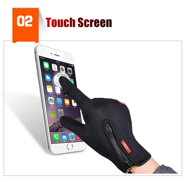 Winter Fahrradhandschuhe Herren Damen Motorrad Fleece Sport Reißverschluss Herbst Touchscreen Warm Wasserabweisend Winddicht Rutschfest Handschuh