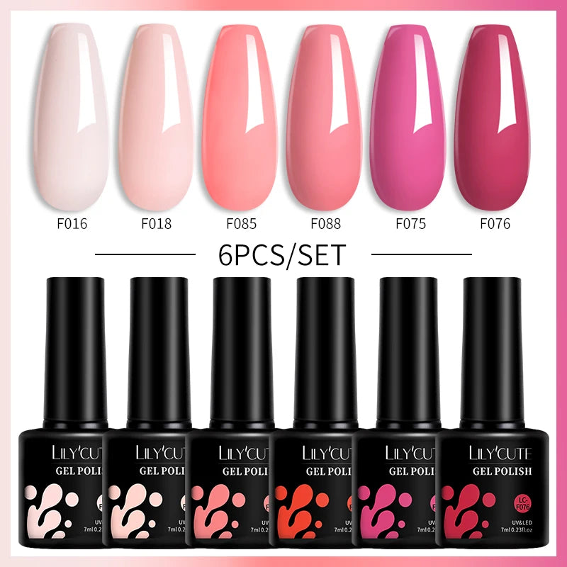LILYCUTE 6PCS Gel-Nagellack-Set Sommer Neon Nagellack-Gel-Kits für DIY Nagel Semi-Permanenter UV-Lampe Gellack Nagellack-Set