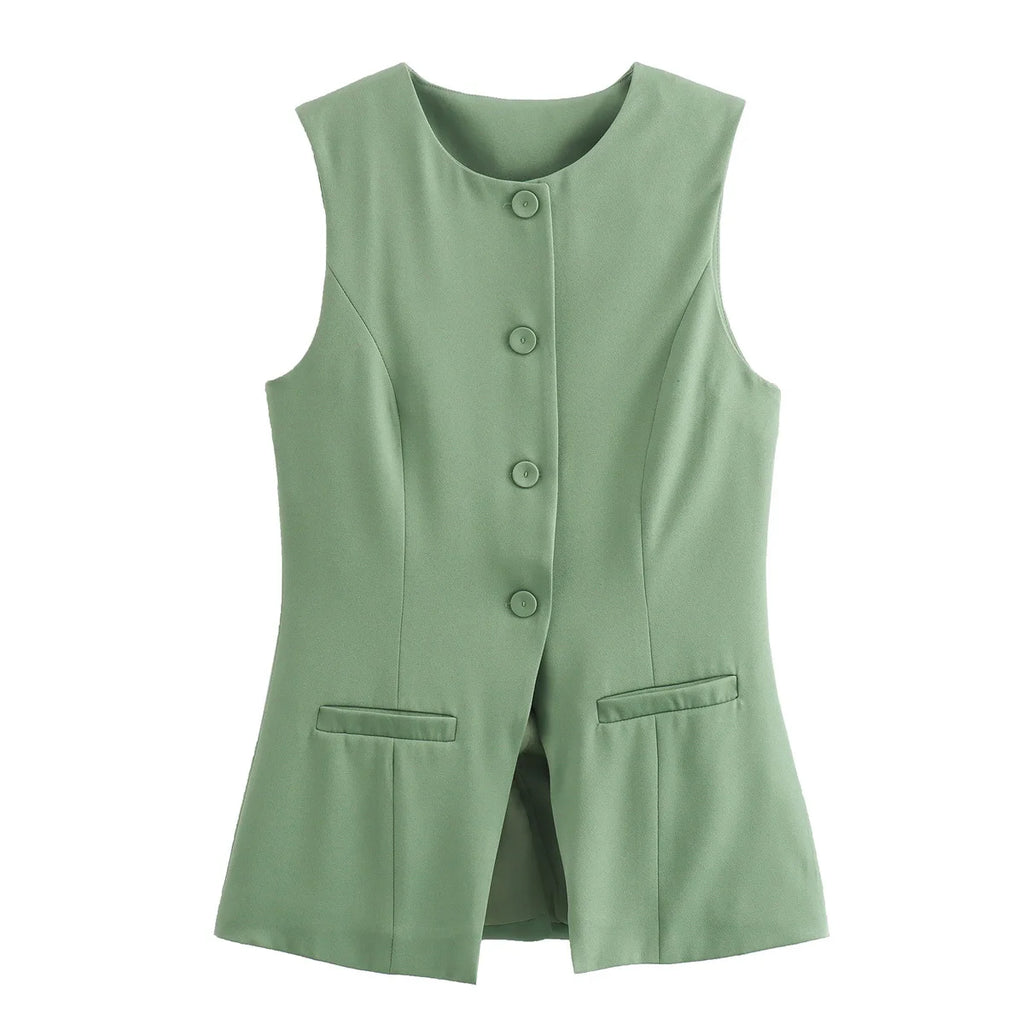 DAMEN 2025 Weiß Ärmellose Weste Damen Knopf Sommerwesten für Damen Jacke Rosa Weste Top Damen Streetwear Damen Maßgeschneiderte Weste