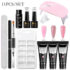 24-teiliges Set 20ml Poly Nail Extension Gel Kit Mini-UV-Lampe Versiegelung mit Basislack Überlack Professionelles Poly-UV-Nagelgel-Kit Starter-Kit
