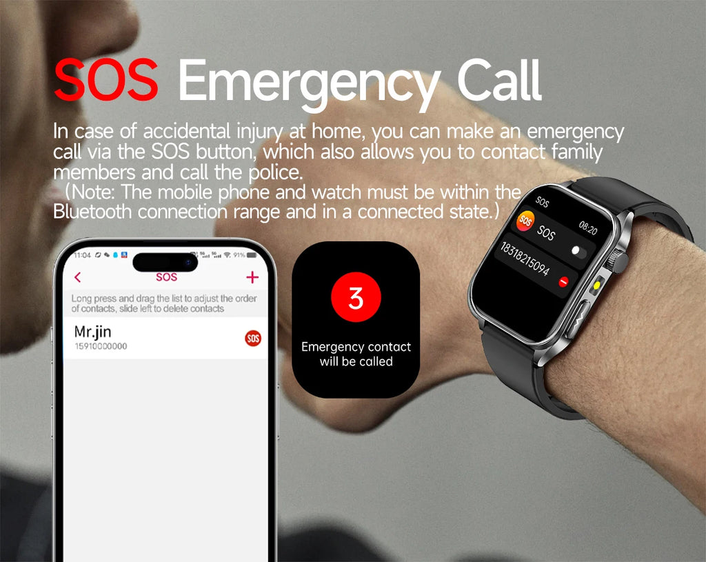 2026 Neue Gesundheits-Smartwatch Lasertherapie Reduziert Drei Hochs Blutsauerstoff Blutdruck Harnsäure Blutfette EKG-Smartwatch Für Herren