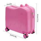 18 Zoll Aufsitzkoffer, niedlicher Koffer mit interner Netztasche, Aufbewahrungsbox mit Lenkrollen für Kurztrips, Pink