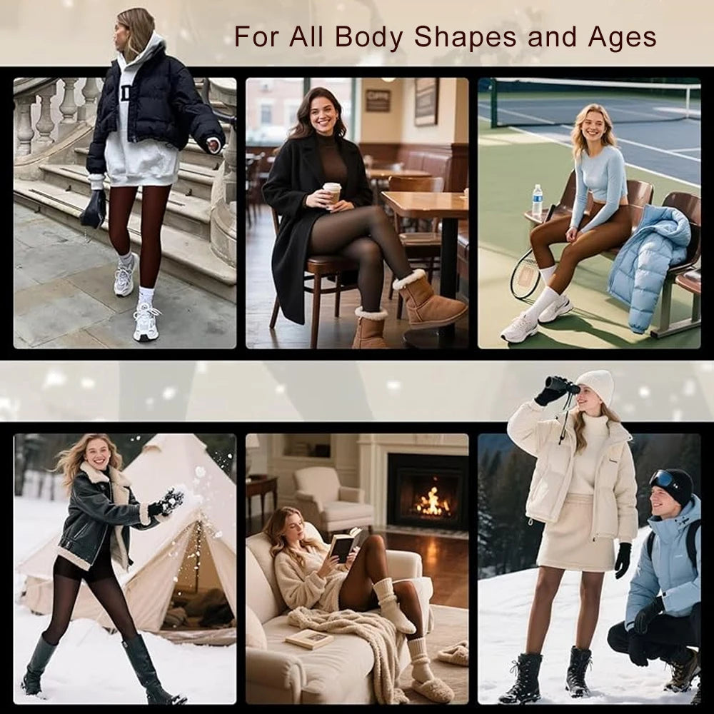 Einnaht-Fleece-Strumpfhose gefütterte Thermo-Leggings formgebender Kompressionsbund durchscheinende Strumpfhose transparente Fleece-Leggings große Größen