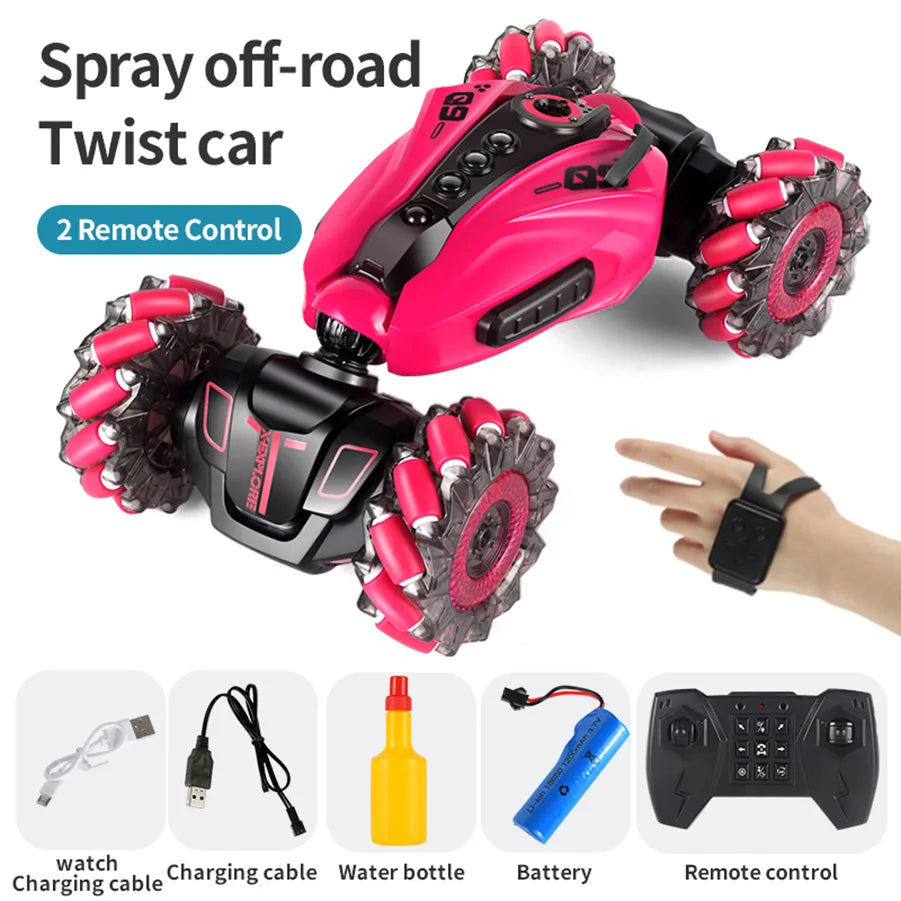4WD RC Drift-Auto mit Musik, LED-Lichtern, 2.4G Gesten-Funkfernbedienung, Sprüh-Stunt-Auto, 360° drehbares Kletterauto, Spielzeuggeschenk