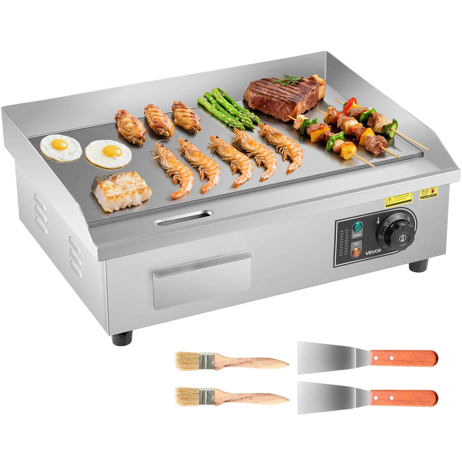 SucceBuy Commercial Electric Griddle 50-300°C Adjustable Temp Control, Stainless Steel Countertop Flat Top Grill for Steak Panc Hauptbild