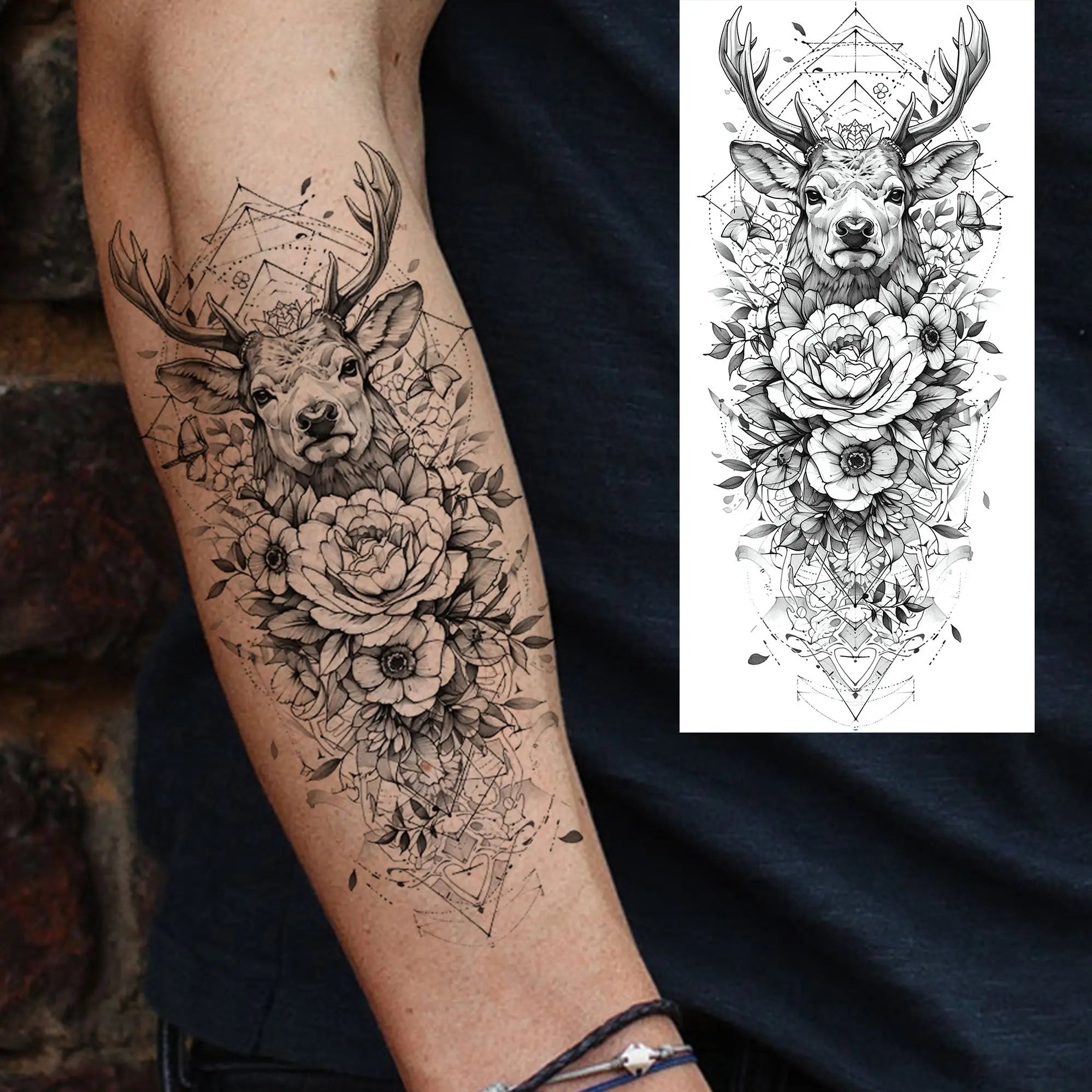 1 Blatt einzigartige Aquarell-Löwe-Tiger-Tier-Temporäre Tattoos langanhaltend wasserdicht Fuchs Eule gefälschter Tattoo-Aufkleber Körperkunst Tattoo