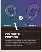 RaceRun-MAX Carbon-Verbund Tennisschläger, 295±10g Leichtgewicht, 325mm Balance, einteiliger stabiler Rahmen, 50-60lbs, für Fortgeschrittene