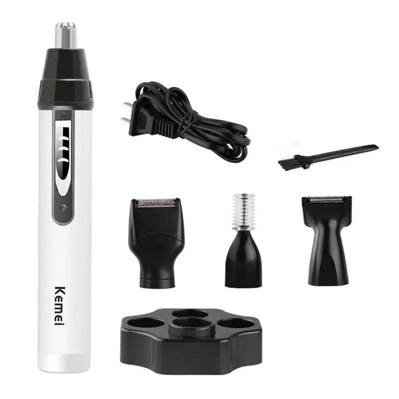 Kemei 4-in-1 Pflegeset Nasentrimmer Barttrimmer für Herren Elektrischer Augenbrauen- und Nasenhaartrimmer Nasen- und Ohrenmaschine wiederaufladbar