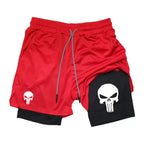 Print 2-in-1 Performance Shorts für Herren, athletische, schnell trocknende Shorts mit Handytasche, Sommer-Fitnessstudio-Workout-Laufshorts RL0302