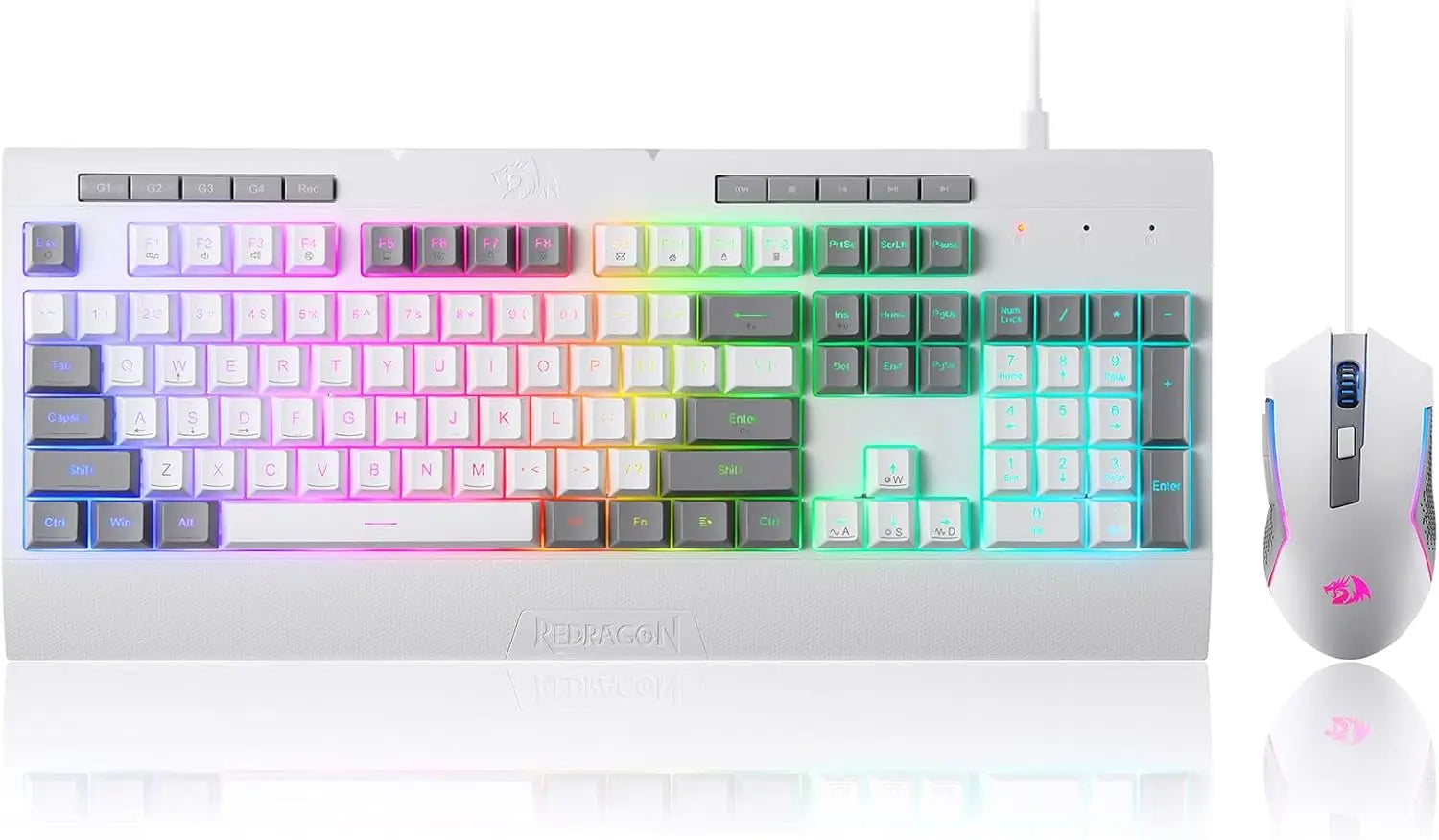 Redragon S151 Gaming Keyboard & Mouse Combo, 104 Keys K525 Wired RGB Membrane Keyboard and 10000 DPI Wired M616 Gaming Mouse