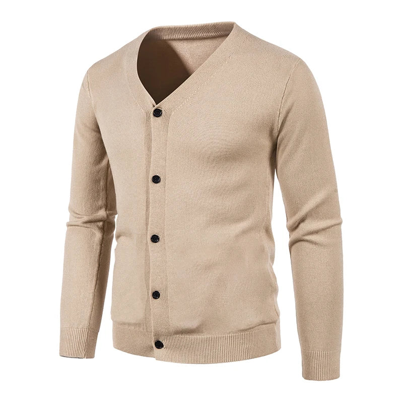 2024 M-5XL Herbst Herren Strickjacke Dünner V-Ausschnitt Basic Elastisch Slim Fit Dünner Pullover Einfarbig Freizeit Vielseitige Jacke