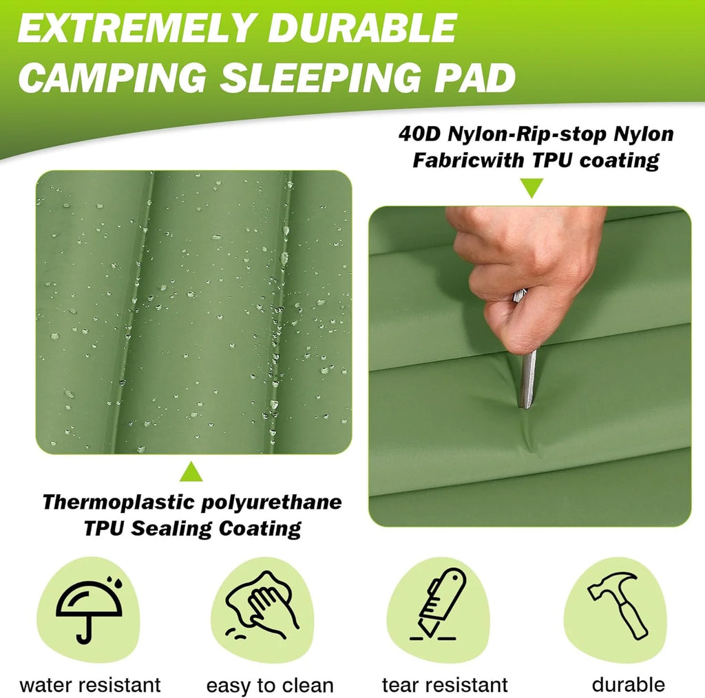 Extra dickes, 10 cm hohes Camping-Schlafpolster, selbstaufblasende Outdoor-Campingmatten, miteinander verbindbares Schlafpolster zum Wandern und Angeln
