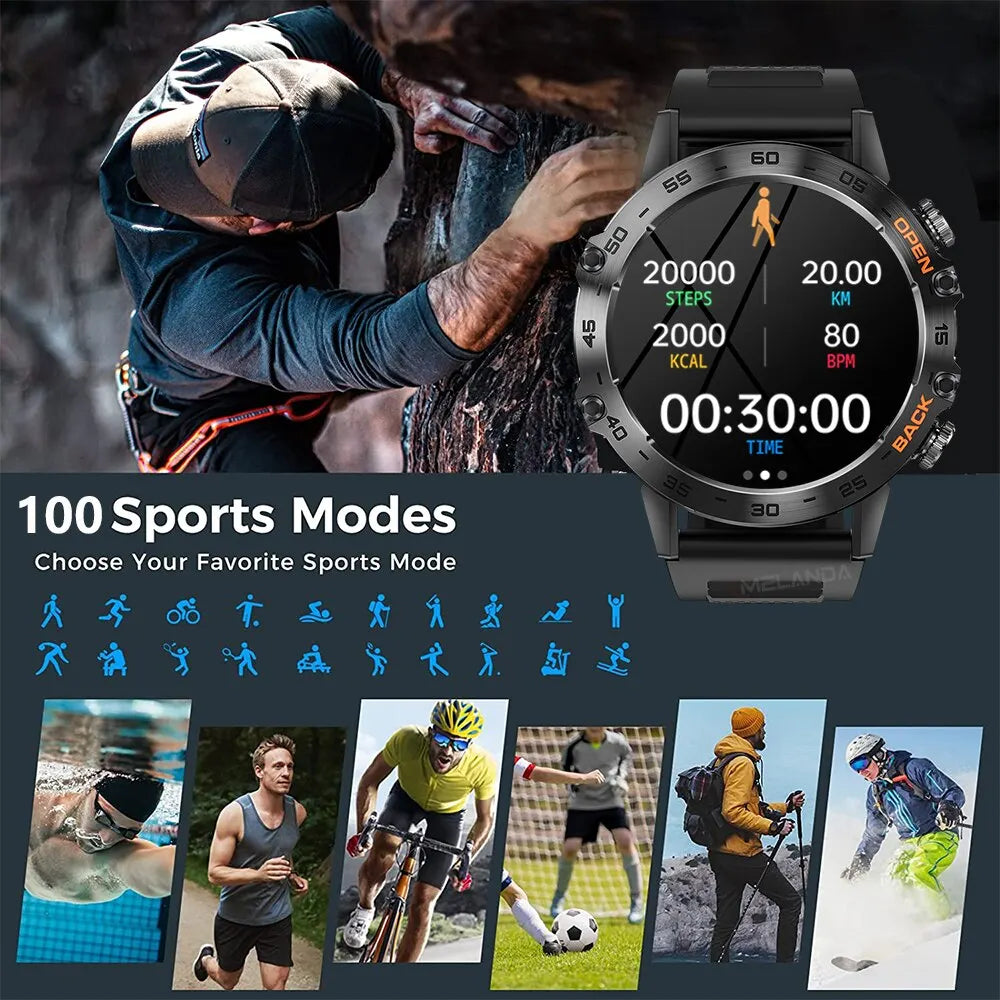 MEVADEN Steel 1,39 Zoll Herren Luxus-Smartwatch Bluetooth Anruf Sport-Fitness-Tracker Gesundheitsmonitor Smartwatch für Männer MD52