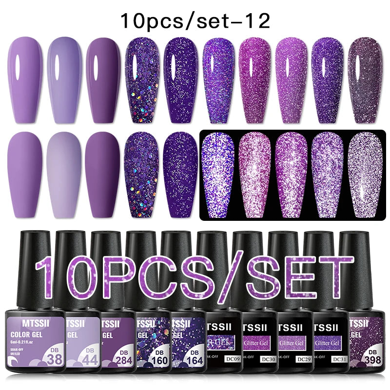10/12PCS/SET Katze Magnetisches Gel Nagellack Set 9D Reflektierendes Glitzer Gel Halbpermanentes UV Gel Soak Off Funkelndes Nagelkunst Kits