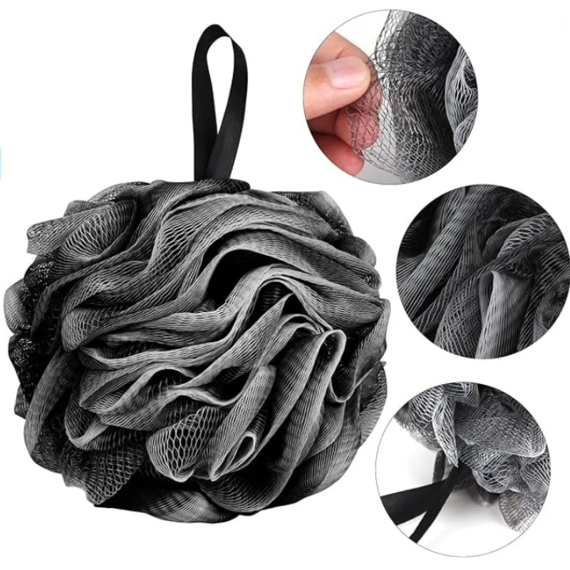 1 Stück Dusch-Mesh-Schaumschwamm, Peeling-Wäscher, schwarze Badewannen-Schaumkugel, Körper-Hautreiniger, Reinigungswerkzeug, Badezimmerzubehör