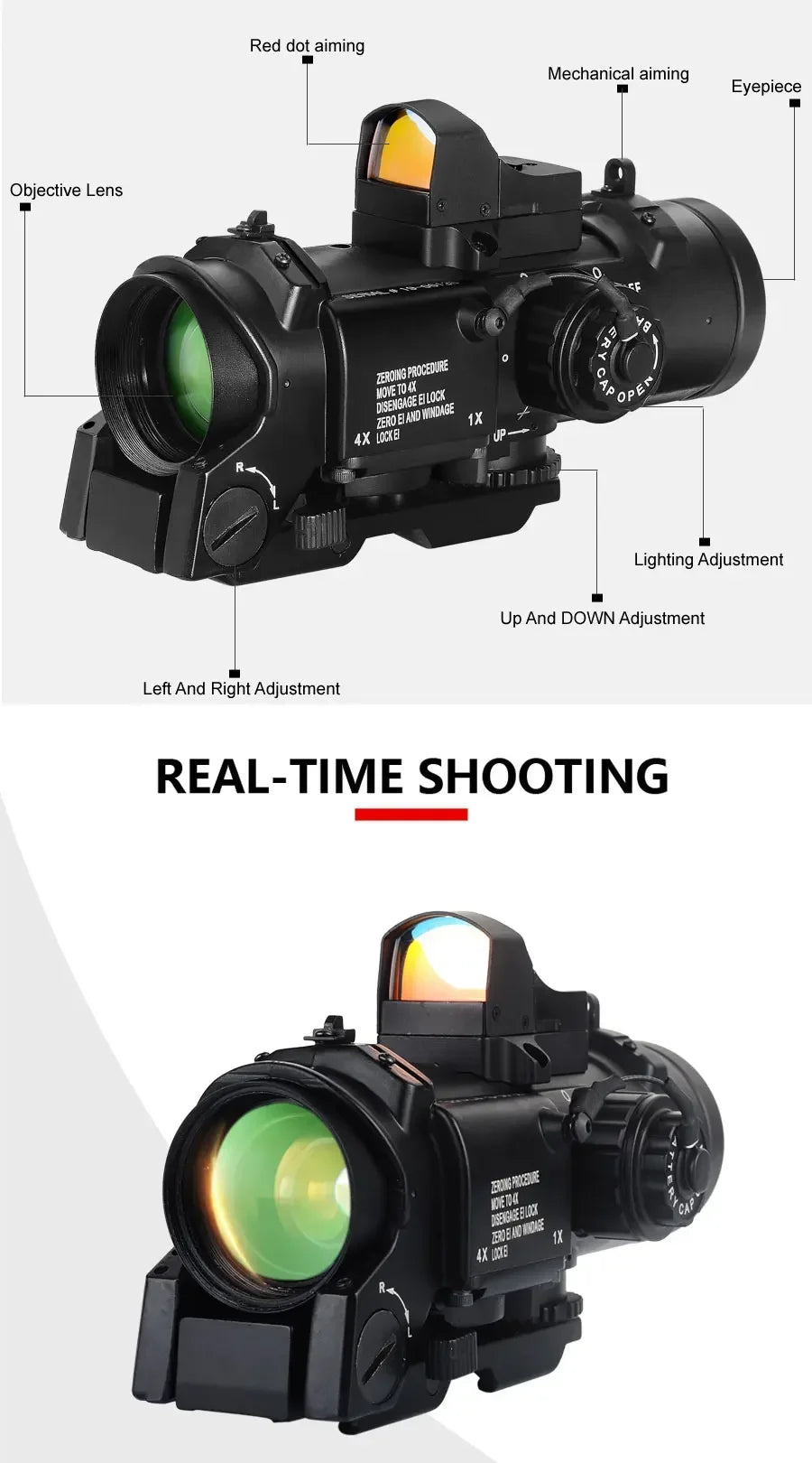 1-4x variables Zielfernrohr mit Mini-Rotpunktvisier Red Dot Sight Jagdvisiere