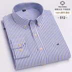 100 % Baumwolle Oxford Herrenhemden Langarm Kariert Weich Regular Fit Festliches Hemd Tasche Sozial Bluse Herrenkleidung S-7XL
