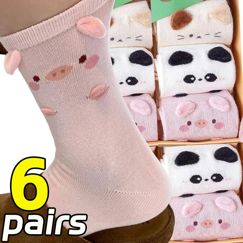 Mode Süß Niedlich 3D Tierohren Schwein Strumpfwaren Winter Warme Cartoon-Socken für Kinder Harajuku Baumwolle Weiche Hausschuhsocke Hauptbild