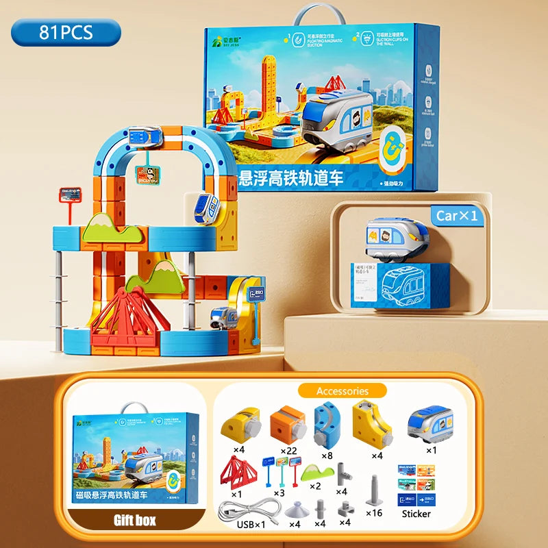 Magnetischer Zug Spielzeug für Jungen Spur 1:64 Elektrische Schiene DIY Magische Fahrzeug Modell Spielzeug Bildung 3 Jahre Kinder Geschenke