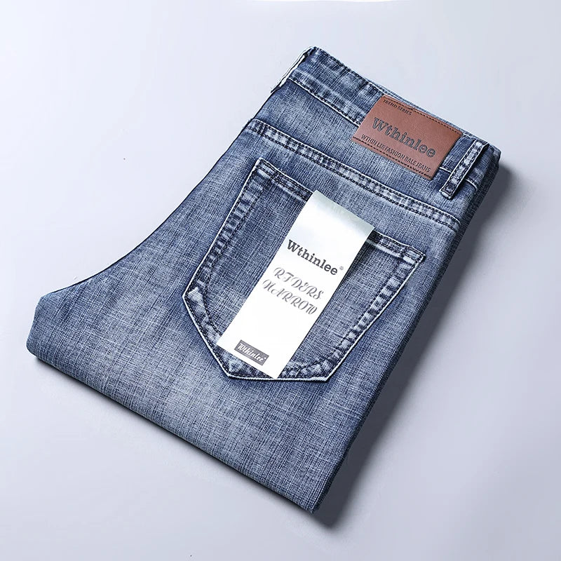 Wthinlee 8 Models Spring Autumn Business Jeans Men Casual Straight Stretch Fashion Classic Work Denim Trousers Brand Clothing