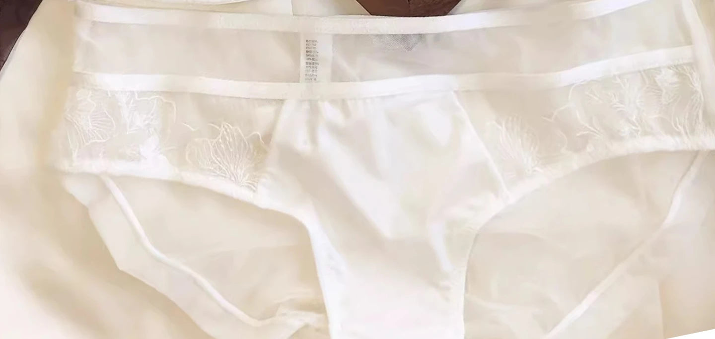 YUQI Französisches Retro-Spitzen-Dessous-Set – Push-up-Minimizer-BH mit weichem Bügel für große Oberweite, sexy Bralette- und Höschen-Set, Bestseller
