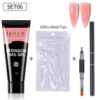LILYCUTE 15ml Verlängerungsgel-Nagellack-Set Quick Nail Prolong mit Verlängerungsform-Nagelspitzen Acryl-Lösung Maniküre-Werkzeug-Kit
