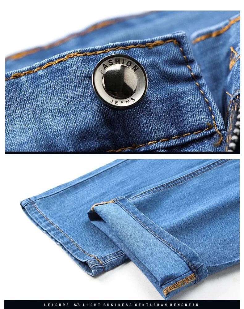 Herrenhose Büro Business Jeans Herren Klassische Blau Schwarz Baumwolle Stretch Straight Denim Hose Herren Marken Hosen