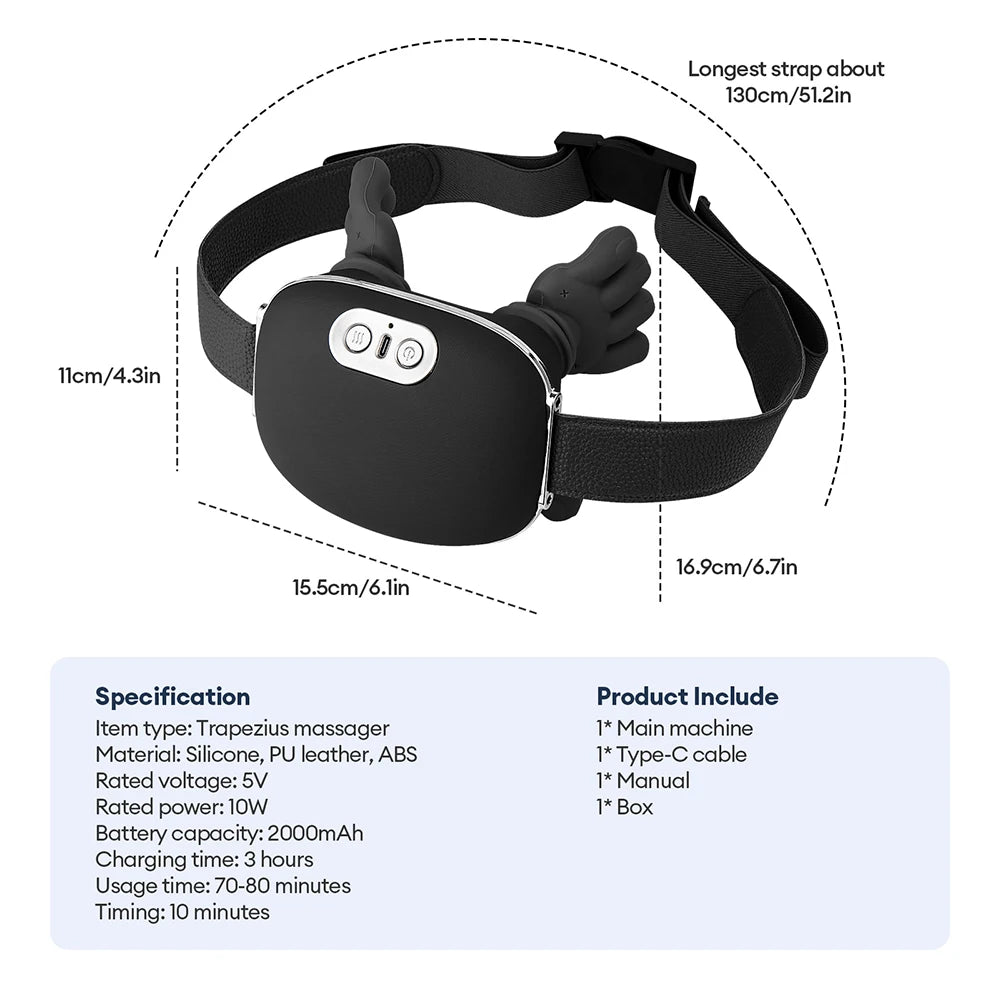 4D Bionic Finger Nacken-Schulter-Massagegerät Kabelloses Nacken-Halswirbel-Trapezius-Knetmassage-Schal Bürstenloser Motor Nackenmassagegerät