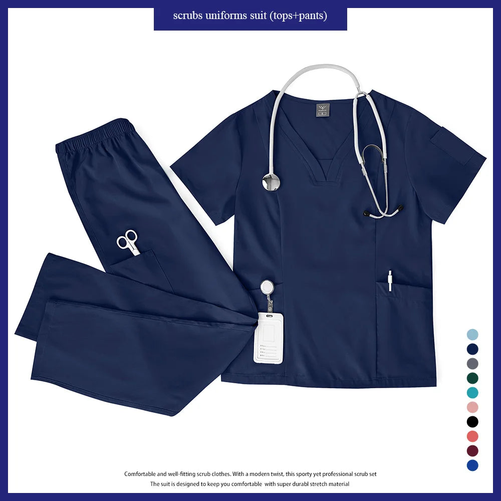 Niaahinn Scrubs Uniforms Sets Großhandel Medizinische Kasacks Stretch-Anzug Gesundheitswesen Pflegeuniform Unisex OP-Kasacks Damen Herren
