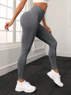 Europäische und amerikanische nahtlose Yoga-Leggings mit Bund-Schriftzug, Po-Lifting, schnelltrocknende, atmungsaktive Damen-Tights für den Sport